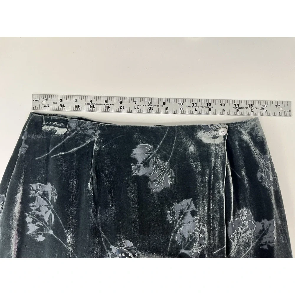Y2K Velvet Burnout Midi Skirt Sheer 10 Whimsigoth Witchy Fairy Dark Sage Maxi